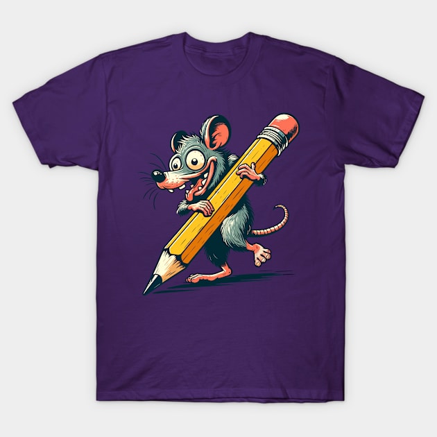 Crazy rat with a pencil T-Shirt by Art_Boys